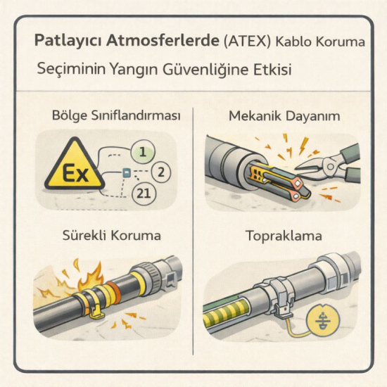 Patlayıcı Atmosferlerde (Atex) Kablo Koruma Seçiminin Yangın Güvenliğine Etkisi