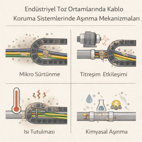 Endüstriyel Toz Ortamlarında Kablo Koruma Sistemlerinde Aşınma Mekanizmaları