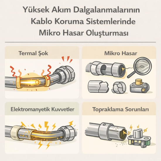 Yüksek Akım Dalgalanmalarının Kablo Koruma Sistemlerinde Mikro Hasar Oluşturması