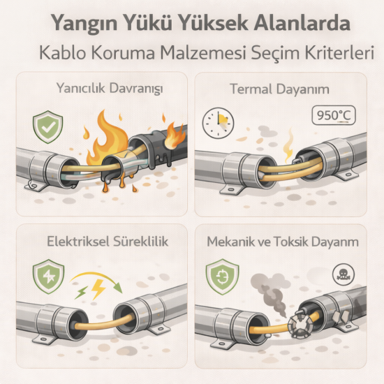 Yangın Yükü Yüksek Alanlarda Kablo Koruma Malzemesi Seçim Kriterleri