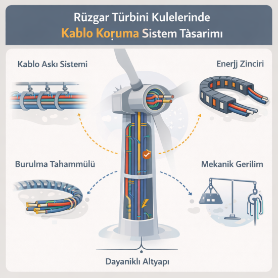 Rüzgar Türbini Kulelerinde Kablo Koruma Sistem Tasarımı